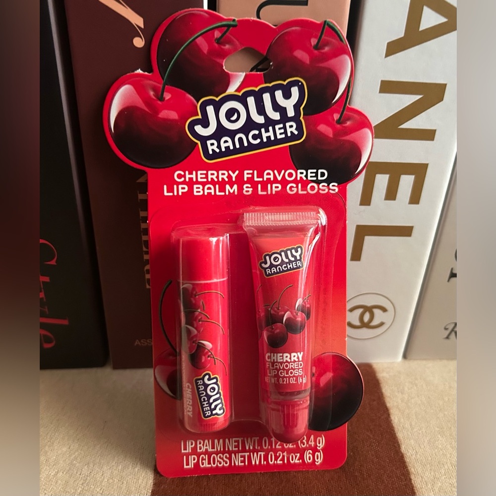 🍒 New 🍒 Jolly Rancher Cherry Lip Balm and Gloss Set 🍒